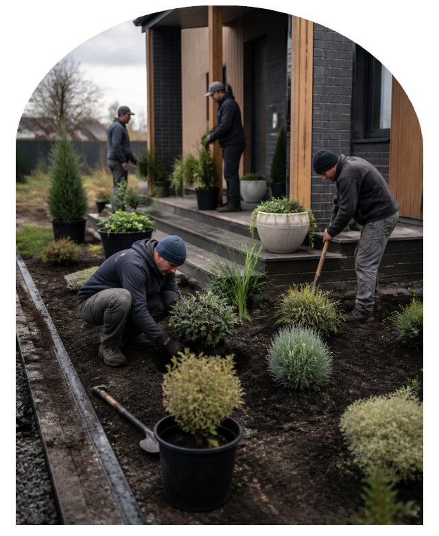Профессиональное озеленение входной группы для бизнеса в Ангарске